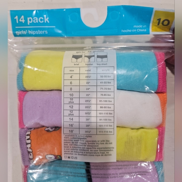Wonder Nation Girls 14 Pack Multi Color Hipsters Panties Underwear Size 10 NEW - Picture 3 of 3